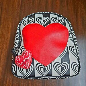 BETSEY JOHNSON BLACK RED QUEEN OF HEARTS BACKPACK BAG VALENTINES DAY KITSCH